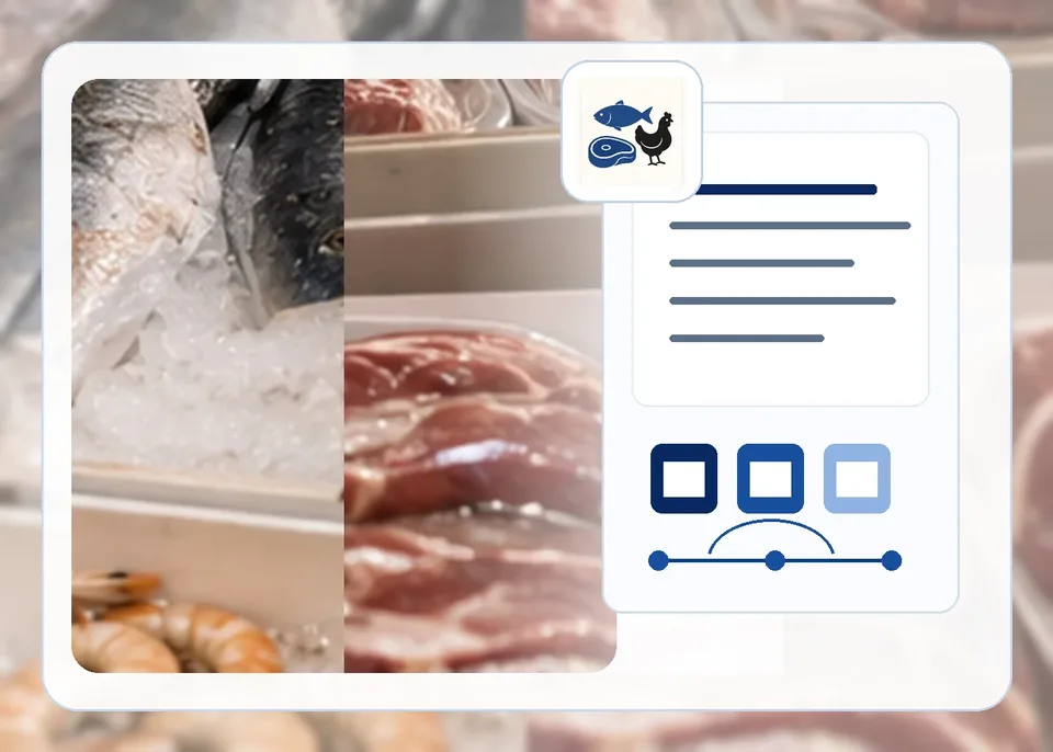 Seafood, poultry and meat specifications